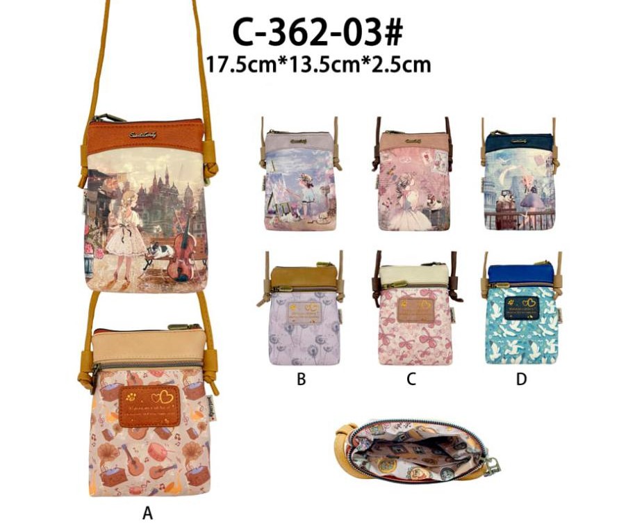 Bolso Portamovil Sintético de Muñeca Sweet Candy para Mujer con Asa Larga y Bolsillo Trasero