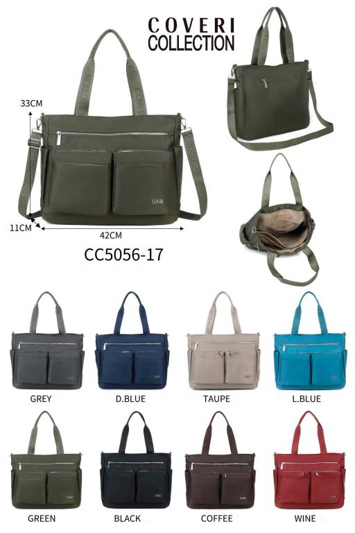 Amplio Bolso de Hombro en Nylon para Mujer con 9 Compartimentos y Gran Calidad Coveri Collection
