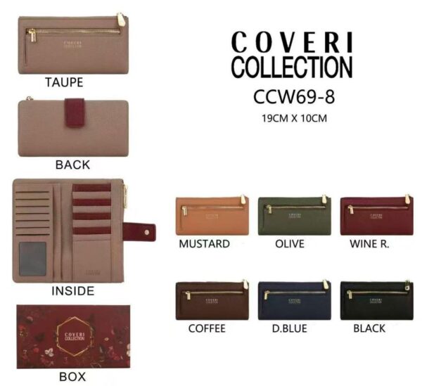 Cartera Sintética Coveri Collection de Mujer con Bolsillo Frontal, Cremallera y Espacio para Tarjetas - Imagen 1