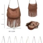 Bolso de Hombro Sintético Estilo Western con Bolsillo Trasero, Flecos y Tachuelas Decorativas para Mujer