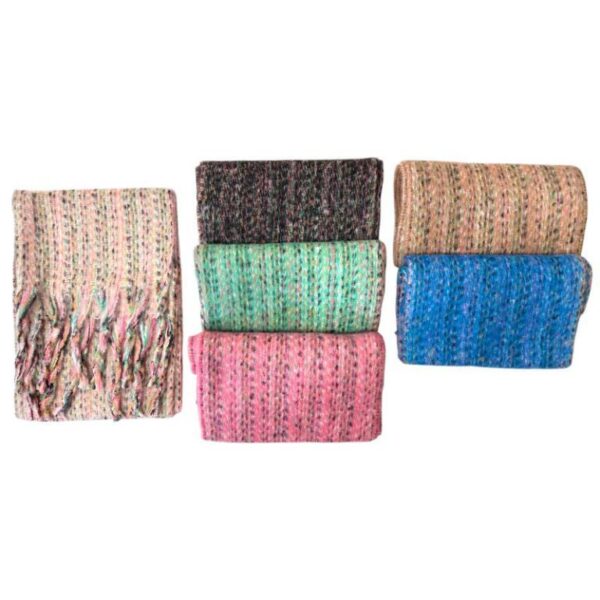 Elegante Bufanda de Lana para Mujer con Flecos Multicolores y Precioso Diseño - Imagen 2