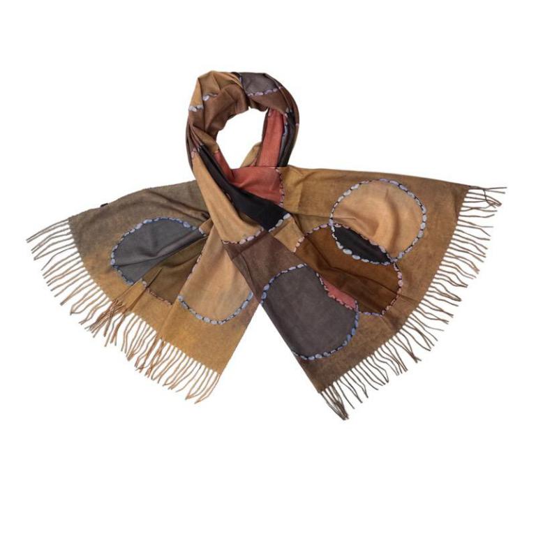 CGITFULXH-25-02-Principal Alegre Bufanda de Lana para Mujer con Bonito Diseño de Círculos de Colores - Imagen 1