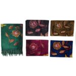 Bufanda de Mujer en Lana con Precioso Estampado de Flor, Elegante Diseño y Flecos - Imagen 2