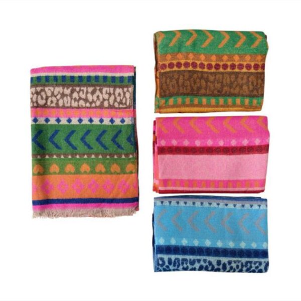 Bufanda de Lana y Algodón para Mujer con Diseño Multicolor, Vivos Colores y Gran Calidad - Imagen 2