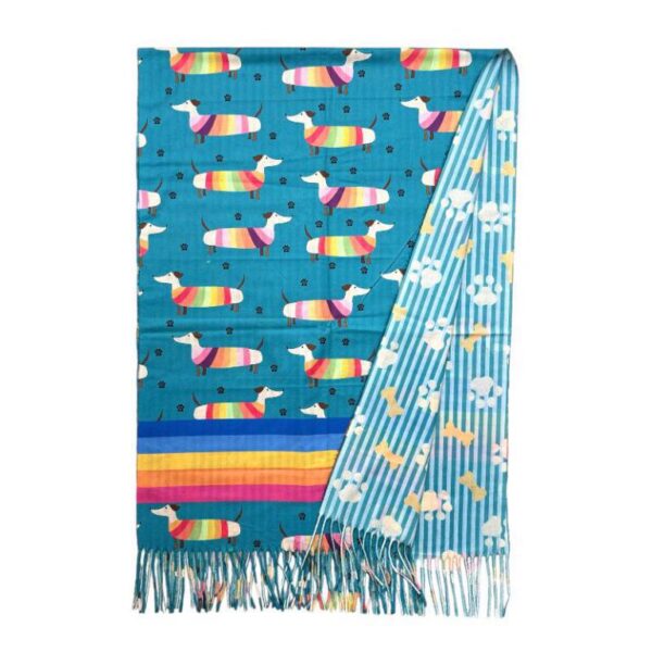 Alegre Bufanda de Mujer en Lana con Bonito Diseño Multicolor de Perritos y Gran Calidad - Imagen 5