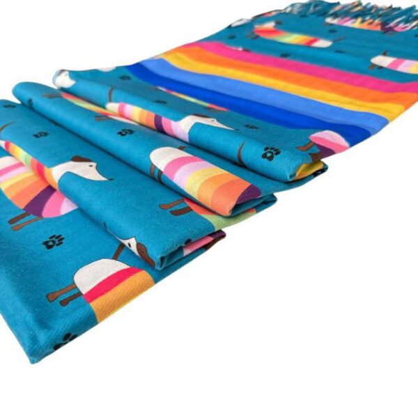 Alegre Bufanda de Mujer en Lana con Bonito Diseño Multicolor de Perritos y Gran Calidad - Imagen 4