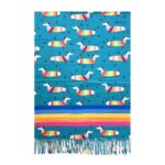 Alegre Bufanda de Mujer en Lana con Bonito Diseño Multicolor de Perritos y Gran Calidad