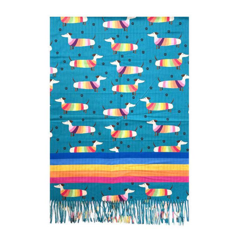 CGITFUSL-25-16-Principal Alegre Bufanda de Mujer en Lana con Bonito Diseño Multicolor de Perritos y Gran Calidad - Imagen 1