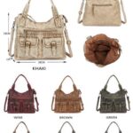 Amplio Bolso de Hombro Sintético Tipo Hobo con Multicompartimentos y Diseño Vintage para Mujer