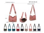 Bolso Bandolera en Tela Nylon tipo Hobo para Mujer con Bolsillo Trasero y Compartimentos Internos-All- Mayorista España