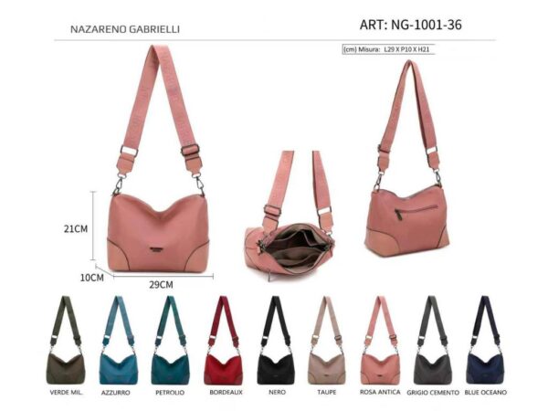 Bolso Bandolera en Tela Nylon tipo Hobo para Mujer con Bolsillo Trasero y Compartimentos Internos-All- Mayorista España