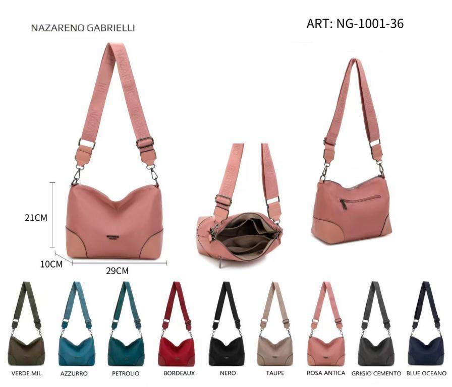 Bolso Bandolera en Nylon Tipo Hobo para Mujer con Bolsillo Trasero y Compartimentos Internos