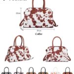 Bolso de Mano Sintético de Mujer con Diseño Animal Print, Cremallera y Bolsillos Internos