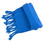 Preciosa Bufanda de Lana con Flecos Decorativos y Colores Lisos para Mujer-ElectricBlue- Mayorista España