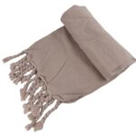 Preciosa Bufanda de Lana con Flecos Decorativos y Colores Lisos para Mujer-Taupe- Mayorista España