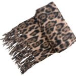 Alegre Bufanda de Lana con Diseño Animal Print, Flecos Decorativos y Bonito Estilo para Mujer