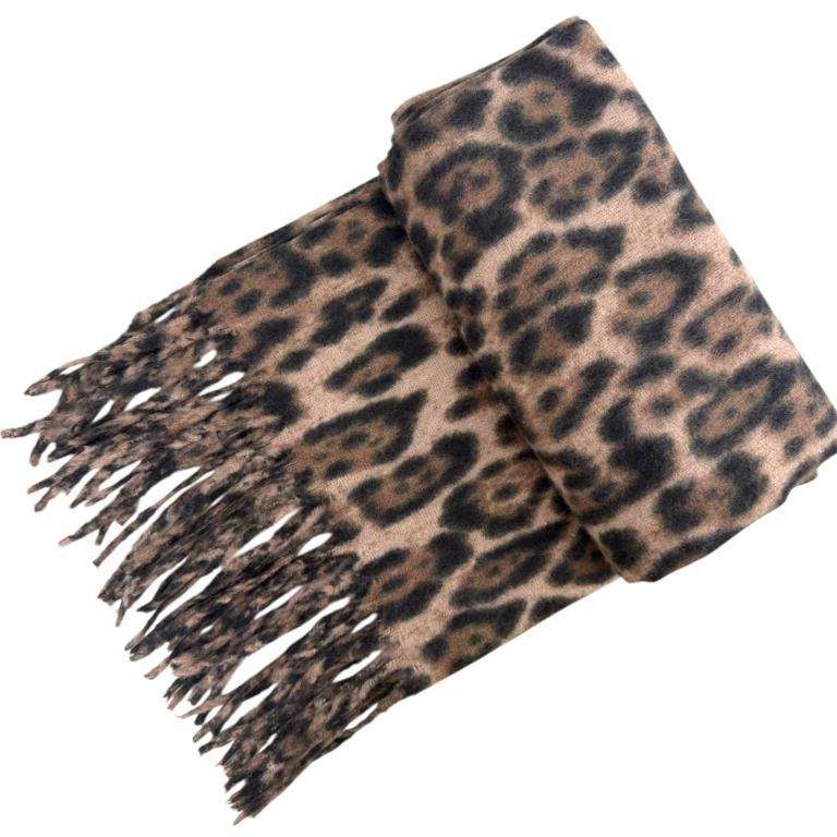 CG0312-40-T Alegre Bufanda de Lana con Diseño Animal Print, Flecos Decorativos y Bonito Estilo para Mujer - Imagen 1
