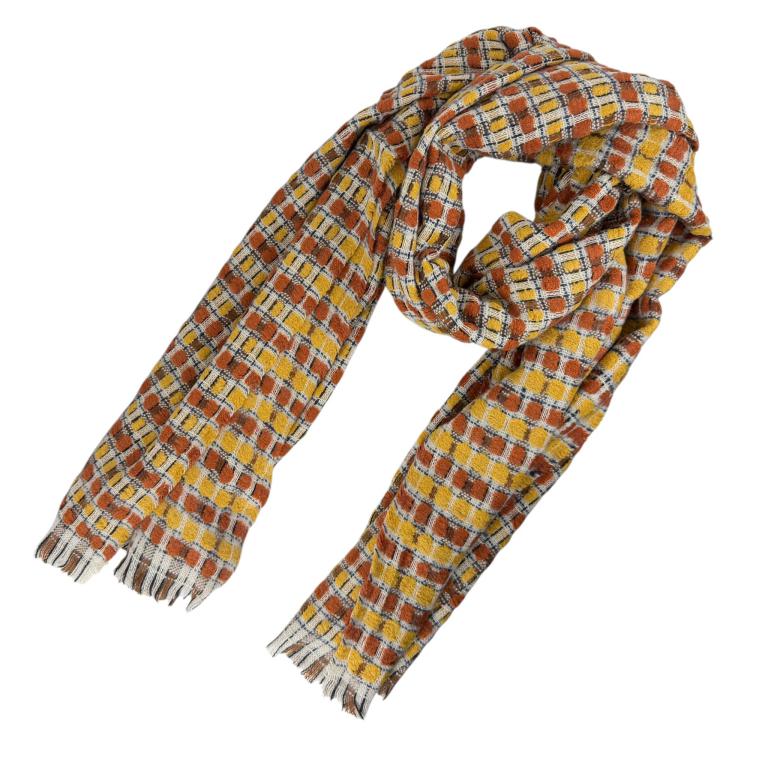 CG0317-6-O Bufanda de Lana y Cashmere de Mujer con Bonito Diseño de Cuadrados Perfecta para Regalo - Imagen 1