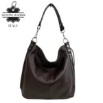 Bolso de Hombro Tipo Hobo en Piel Italiana con Bolsillo Frontal Vertical y Asa Extraíble para Mujer - Imagen 9