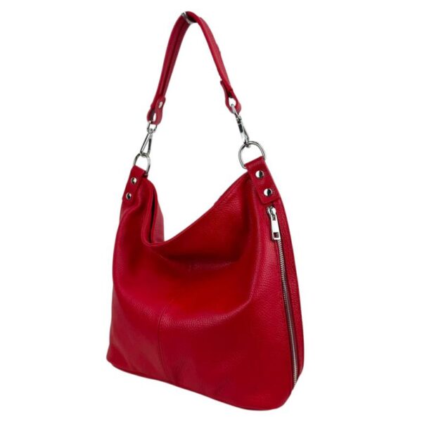 Bolso de Hombro Tipo Hobo en Piel Italiana con Bolsillo Frontal Vertical y Asa Extraíble para Mujer - Imagen 18