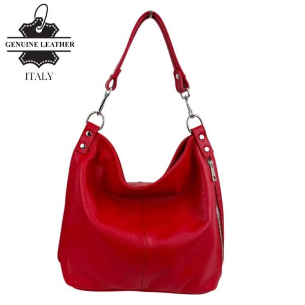 Bolso de Hombro Tipo Hobo en Piel Italiana con Bolsillo Frontal Vertical y Asa Extraíble para Mujer - Imagen 17