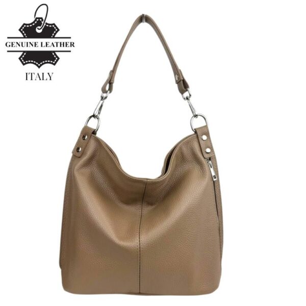 Bolso de Hombro Tipo Hobo en Piel Italiana con Bolsillo Frontal Vertical y Asa Extraíble para Mujer - Imagen 10