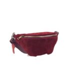 Riñonera de Piel Italiana con Frontal de Serraje, Cremallera y Bolsillo Interno para Mujer