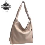Bolso-Mochila de Piel Italiana con Asas Anchas, Bolsillo Trasero y Cremallera para Mujer - Imagen 3