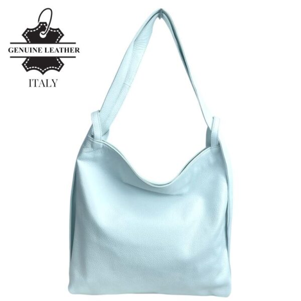 Bolso-Mochila de Piel Italiana con Asas Anchas, Bolsillo Trasero y Cremallera para Mujer - Imagen 2