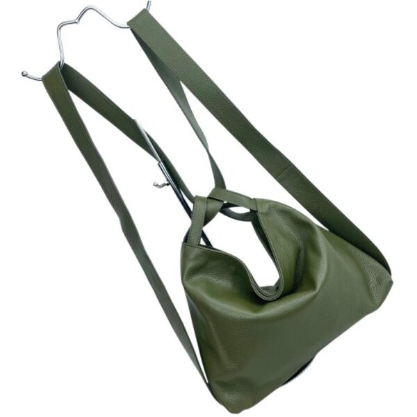 Bolso-Mochila Pequeño en Piel Italiana con Bolsillo Interno y Cierre de Cremallera para Mujer - Imagen 11