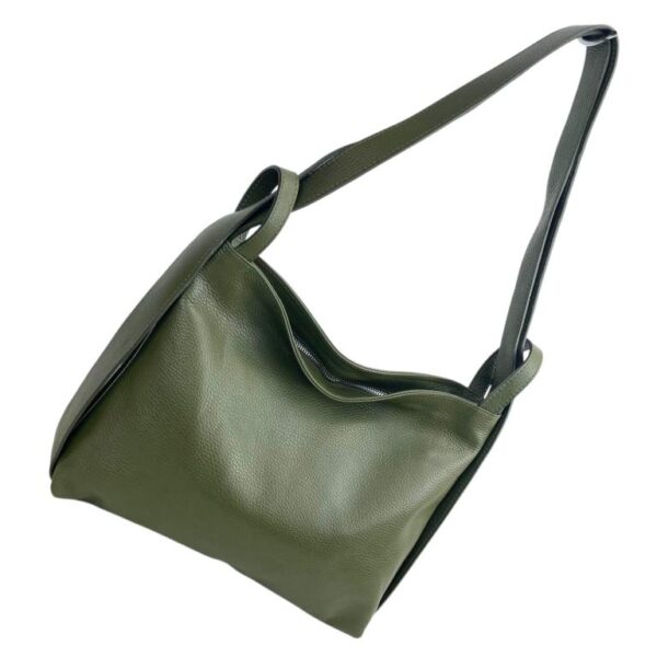 Bolso-Mochila Pequeño en Piel Italiana con Bolsillo Interno y Cierre de Cremallera para Mujer - Imagen 9