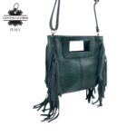 Bolso de Mano Compacto en Piel Italiana con Flecos Decorativos, Gran Calidad y Cremallera para Mujer - Imagen 2