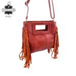 Bolso de Mano Compacto en Piel Italiana con Flecos Decorativos, Gran Calidad y Cremallera para Mujer - Imagen 4
