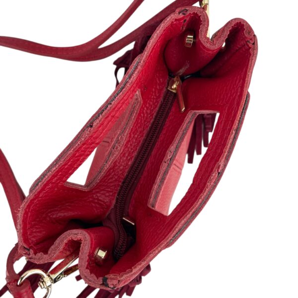 Bolso de Mano Compacto en Piel Italiana con Flecos Decorativos, Gran Calidad y Cremallera para Mujer - Imagen 7