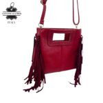 Bolso de Mano Compacto en Piel Italiana con Flecos Decorativos, Gran Calidad y Cremallera para Mujer - Imagen 6