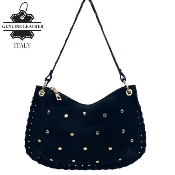 Bolso de Mano semiredonda en Piel Serraje con Tachuelas mujer - Imagen 5