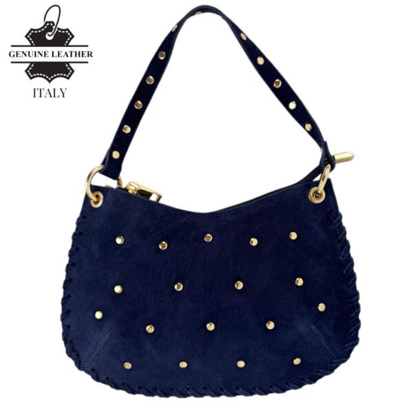 Bolso de Mano semiredonda en Piel Serraje con Tachuelas mujer - Imagen 3