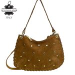 Bolso de Mano semiredonda en Piel Serraje con Tachuelas mujer - Imagen 10