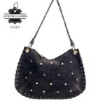 Bolso de Mano semiredonda en Piel Serraje con Tachuelas mujer - Imagen 6