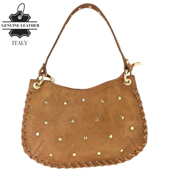 Bolso de Mano semiredonda en Piel Serraje con Tachuelas mujer - Imagen 4