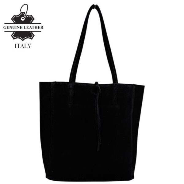 Bolso de Hombro tipo Tote en Serraje Italiano con Cuerdas, Cremallera y Bolsillo Interno para Mujer - Imagen 4