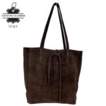 Bolso de Hombro tipo Tote en Serraje Italiano con Cuerdas, Cremallera y Bolsillo Interno para Mujer - Imagen 5