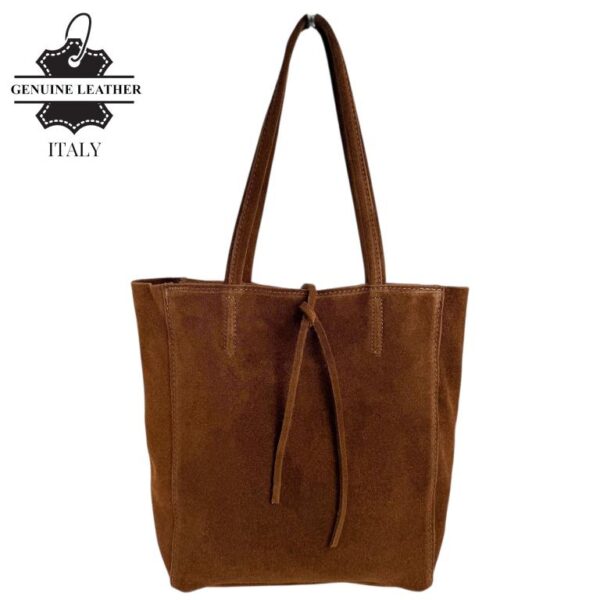 Bolso de Hombro tipo Tote en Serraje Italiano con Cuerdas, Cremallera y Bolsillo Interno para Mujer - Imagen 6