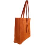 Bolso de Hombro tipo Tote en Serraje Italiano con Cuerdas, Cremallera y Bolsillo Interno para Mujer - Imagen 8