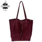 Bolso de Hombro tipo Tote en Serraje Italiano con Cuerdas, Cremallera y Bolsillo Interno para Mujer - Imagen 2