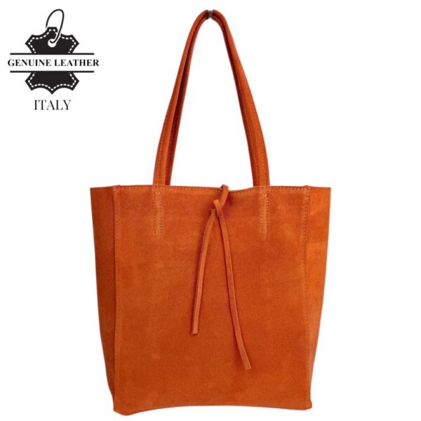 Bolso de Hombro tipo Tote en Serraje Italiano con Cuerdas, Cremallera y Bolsillo Interno para Mujer - Imagen 7