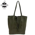 Bolso de Hombro tipo Tote en Serraje Italiano con Cuerdas, Cremallera y Bolsillo Interno para Mujer - Imagen 3