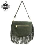 Bolso Bandolera de Antelina Italiana con Flecos Decorativos, Bolsillo Trasero y Asa Corta para Mujer - Imagen 10