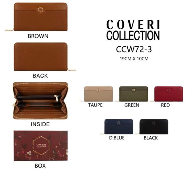 Cartera Sintética de Mujer Coveri Collection con Caja, Espacio para Tarjetas y Bolsillo Interno-All- Mayorista España