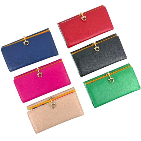 Cartera Premium de Gran Calidad en Piel con Click, Caja e Interior Multicolor para Mujer - Imagen 2